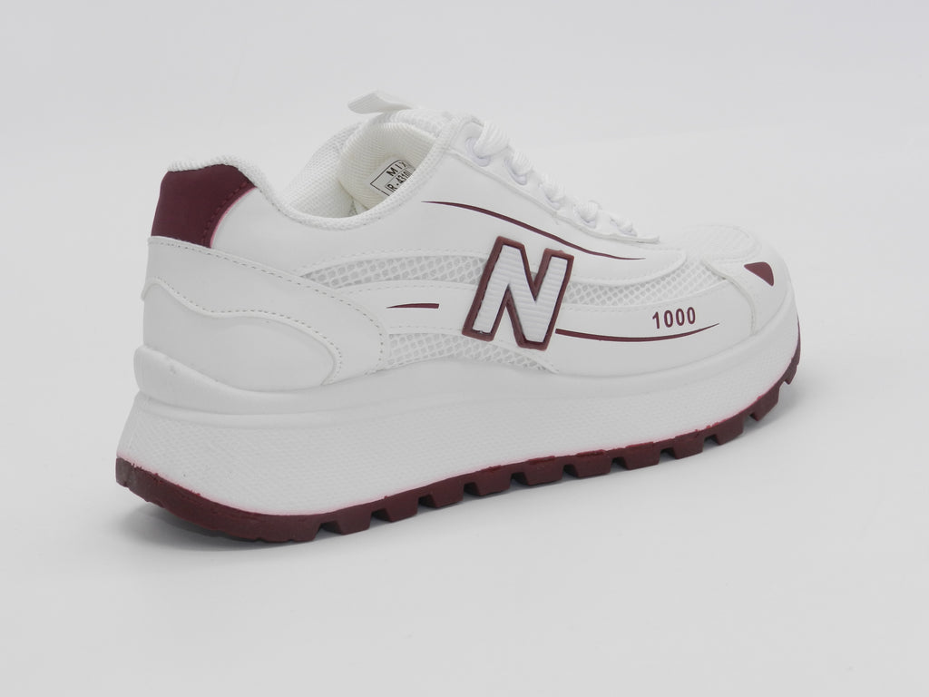Women's Synthetic Mesh Chunky Sneaker — Burgundy