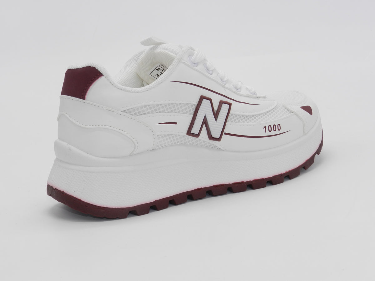 Women's Synthetic Mesh Chunky Sneaker — Burgundy