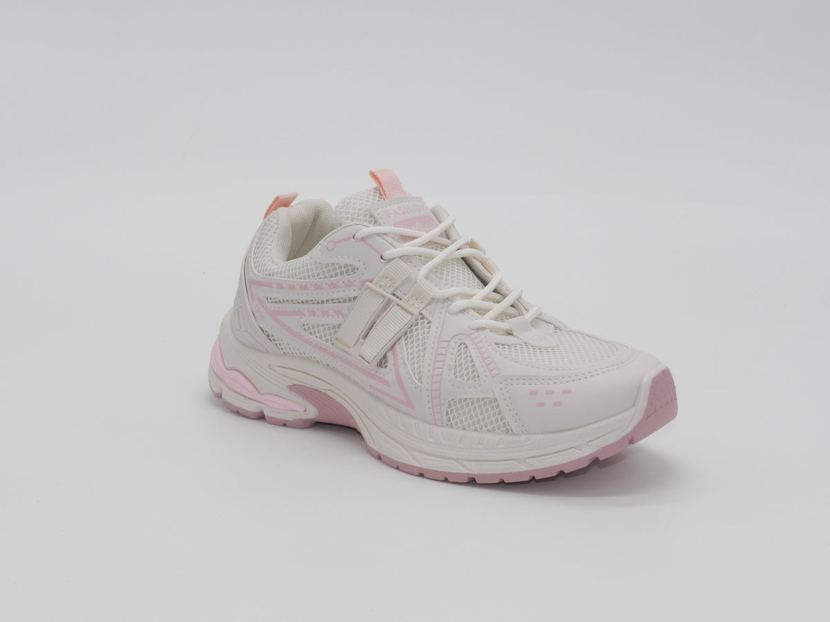 Women's Mesh Lace-Up Sneaker — Beige