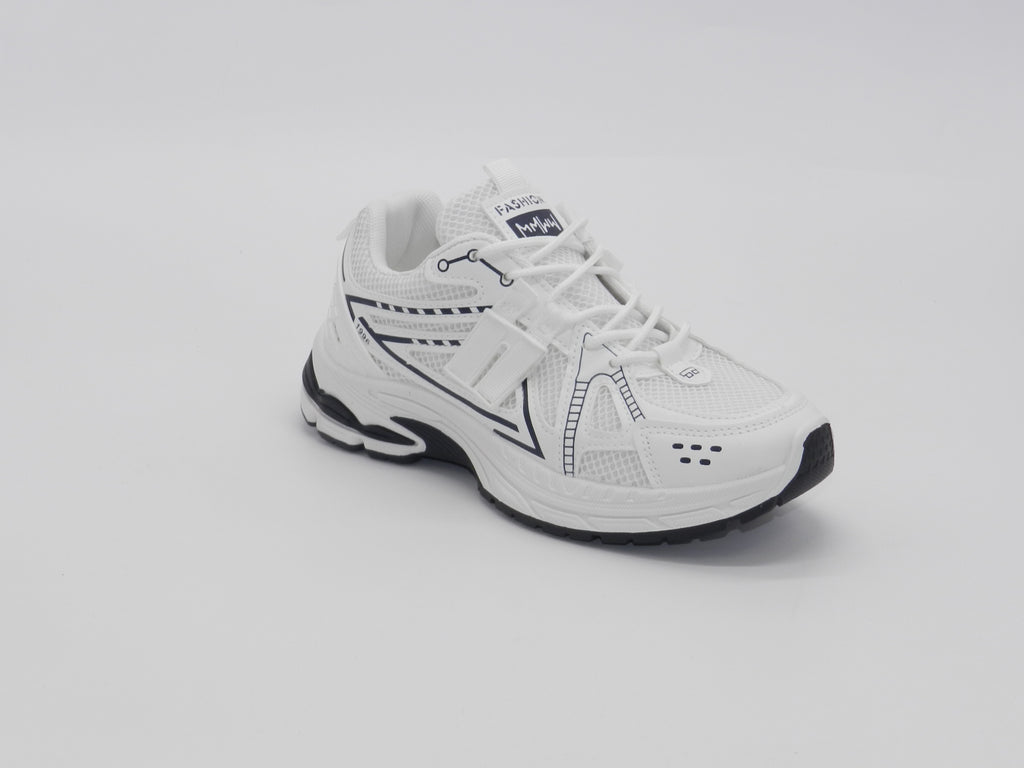 Women's Mesh Lace-Up Sneaker — White/Black