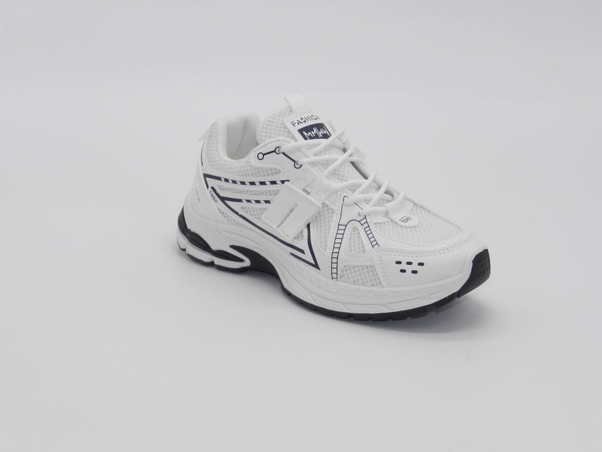 Women's Mesh Lace-Up Sneaker — White/Black
