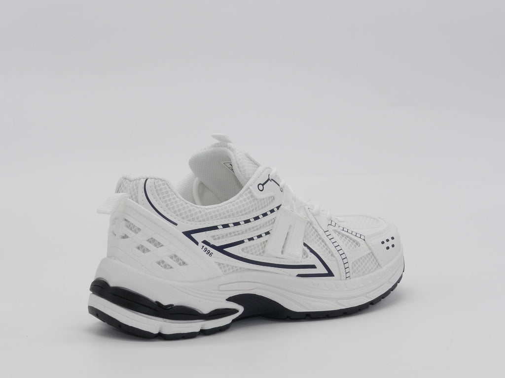 Women's Mesh Lace-Up Sneaker — White/Black