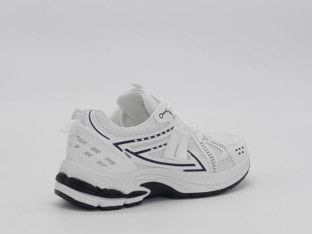 Women's Mesh Lace-Up Sneaker — White/Black