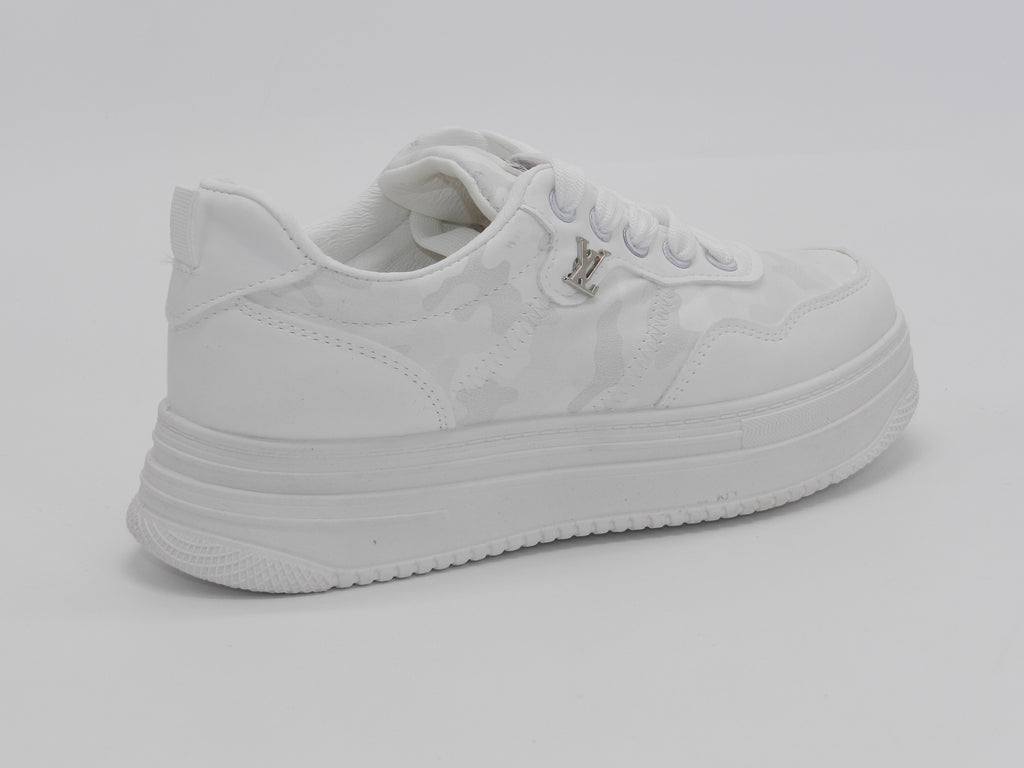 Women's Faux Leather Platform Sneaker — White