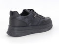 Women's Faux Leather Platform Sneaker — Black