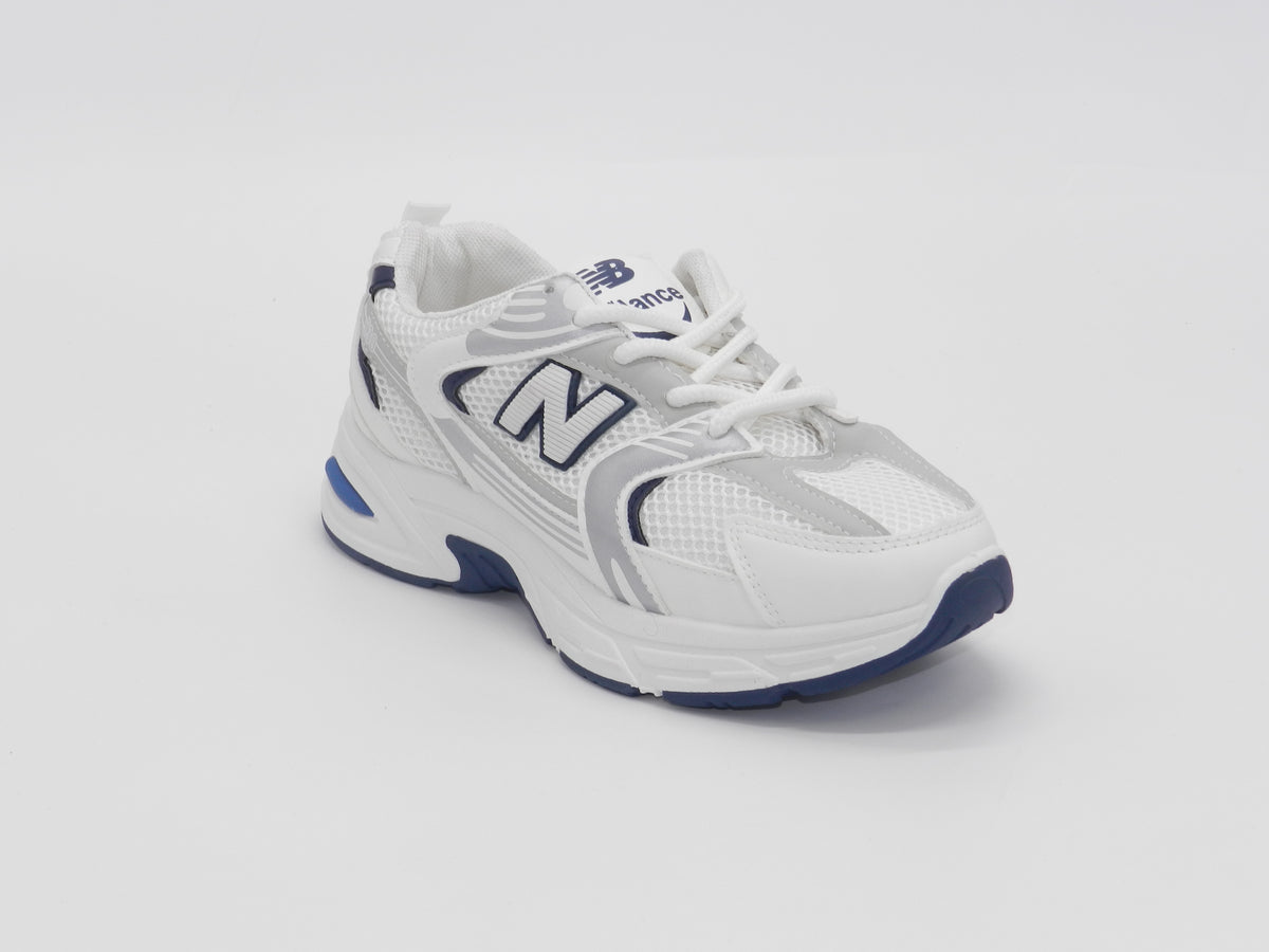 Women's Mesh Lace-Up Sneakers — White/Navy