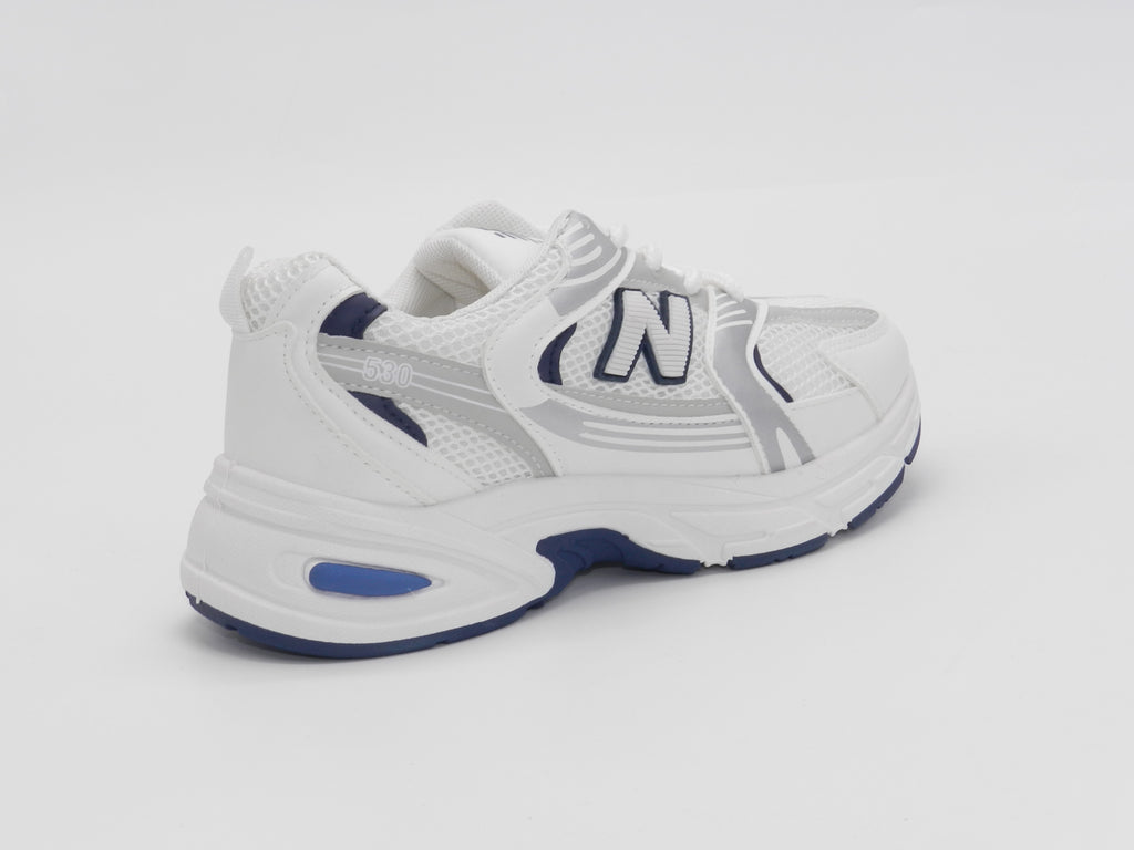 Women's Mesh Lace-Up Sneakers — White/Navy