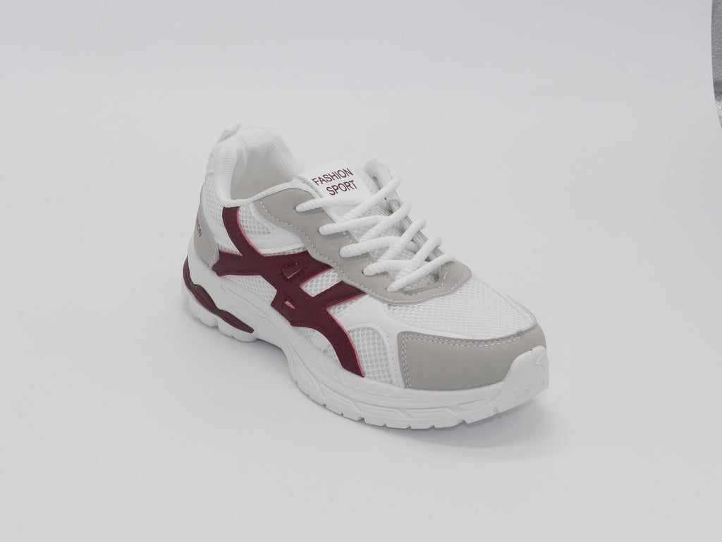 Women's Mesh Lace-Up Sneaker — Burgundy