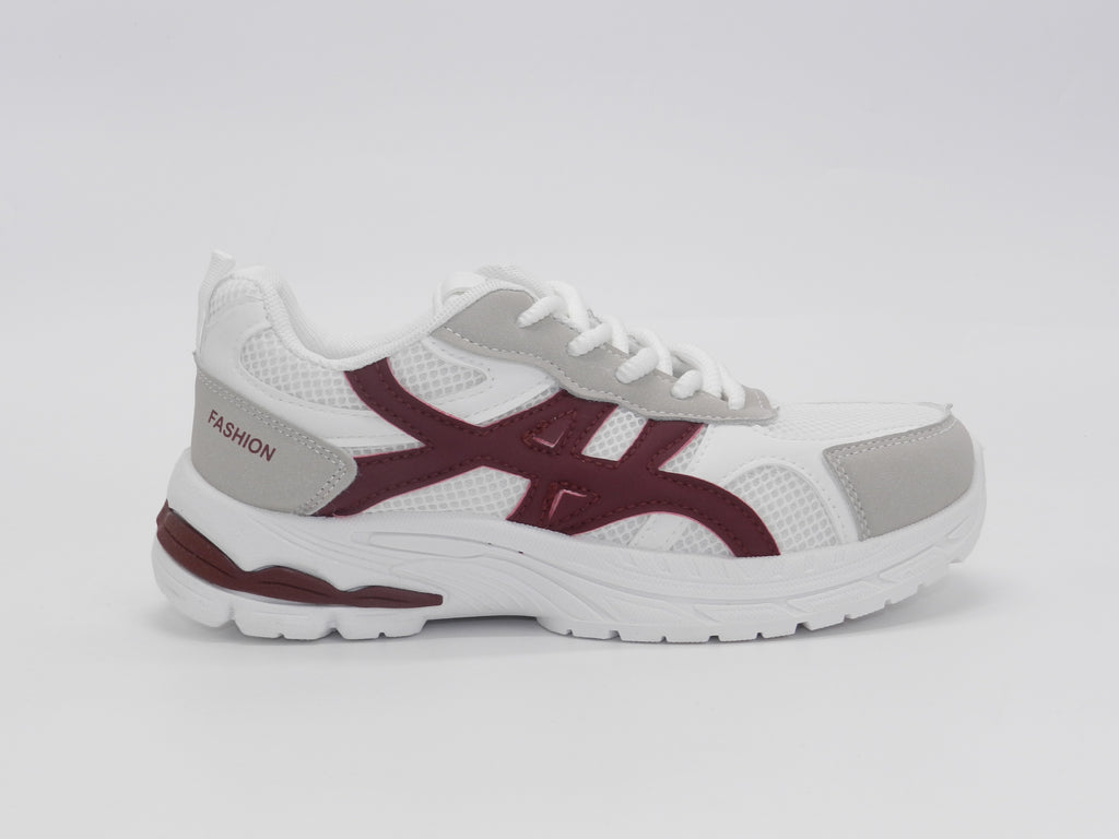 Women's Mesh Lace-Up Sneaker — Burgundy