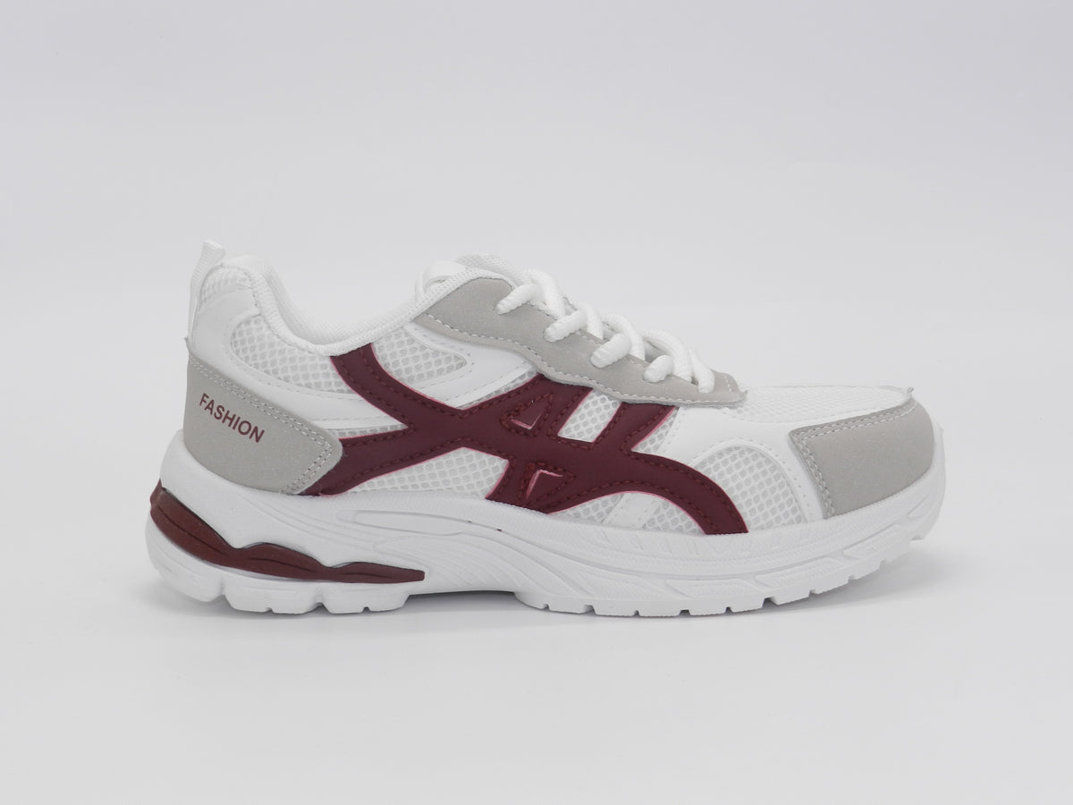 Women's Mesh Lace-Up Sneaker — Burgundy