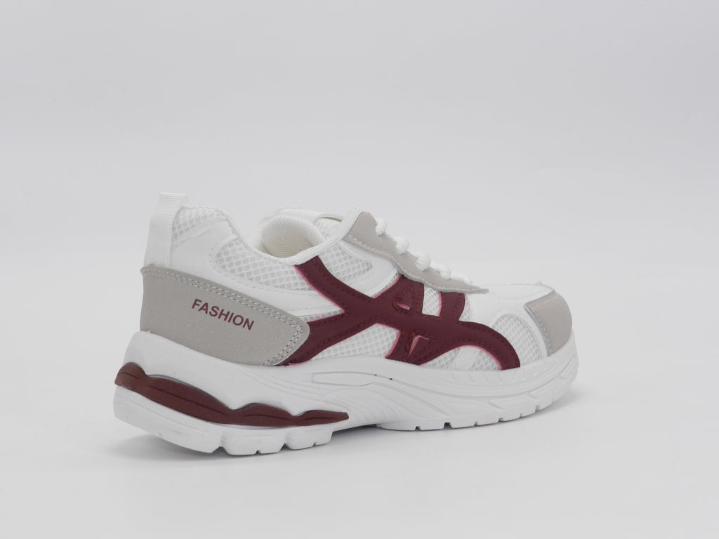 Women's Mesh Lace-Up Sneaker — Burgundy