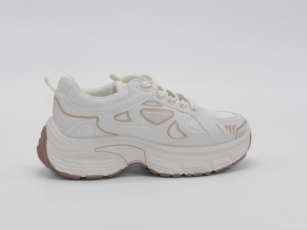 Women's Synthetic Chunky Sneaker — Beige