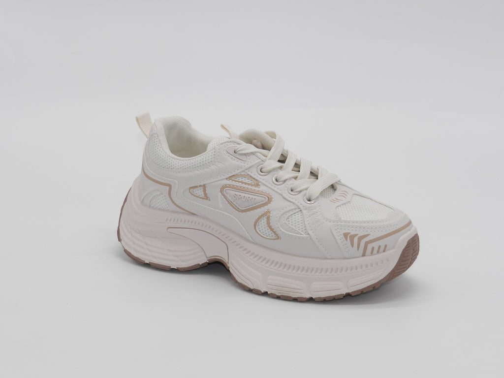 Women's Synthetic Chunky Sneaker — Beige