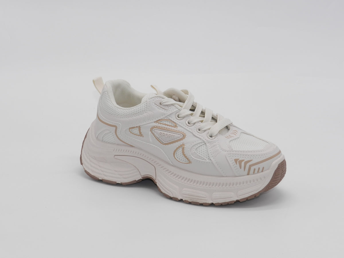 Women's Synthetic Chunky Sneaker — Beige