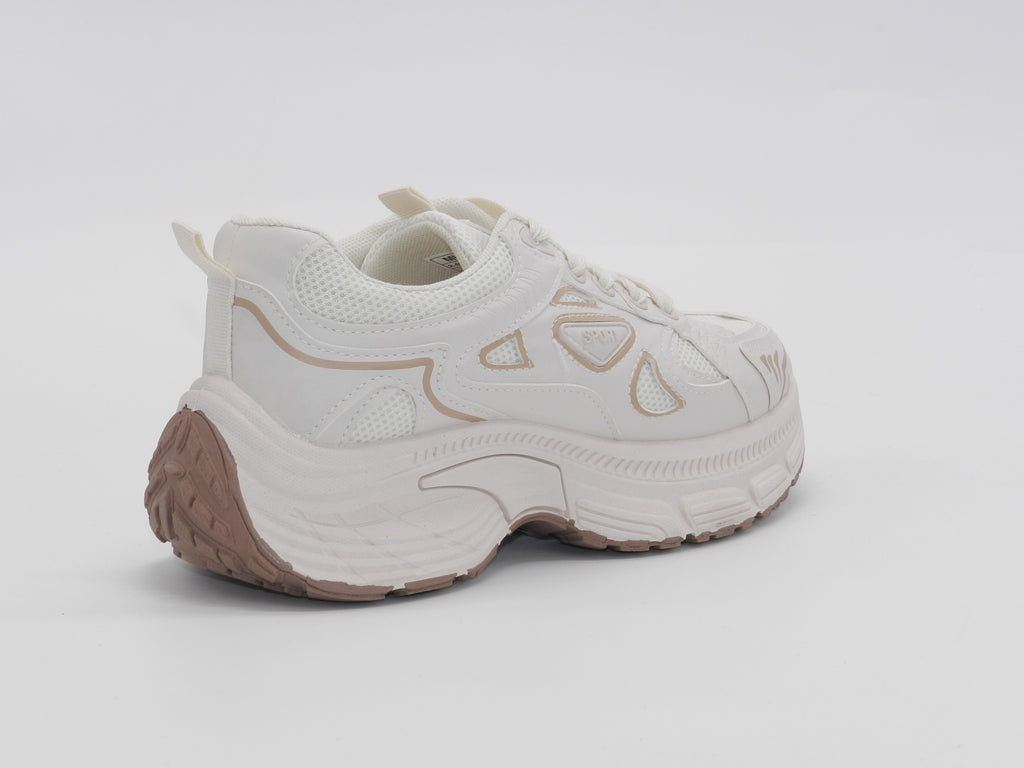 Women's Synthetic Chunky Sneaker — Beige