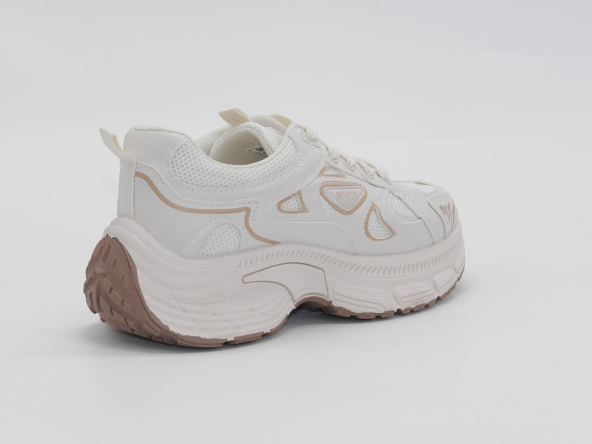 Women's Synthetic Chunky Sneaker — Beige