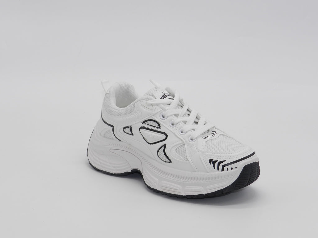 Women's Synthetic Chunky Sneaker — White/Black