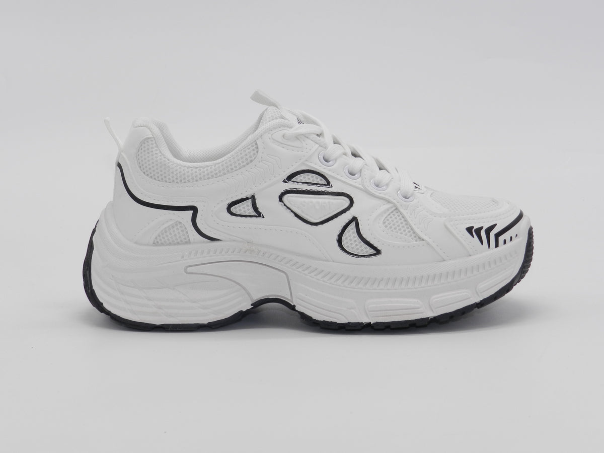 Women's Synthetic Chunky Sneaker — White/Black