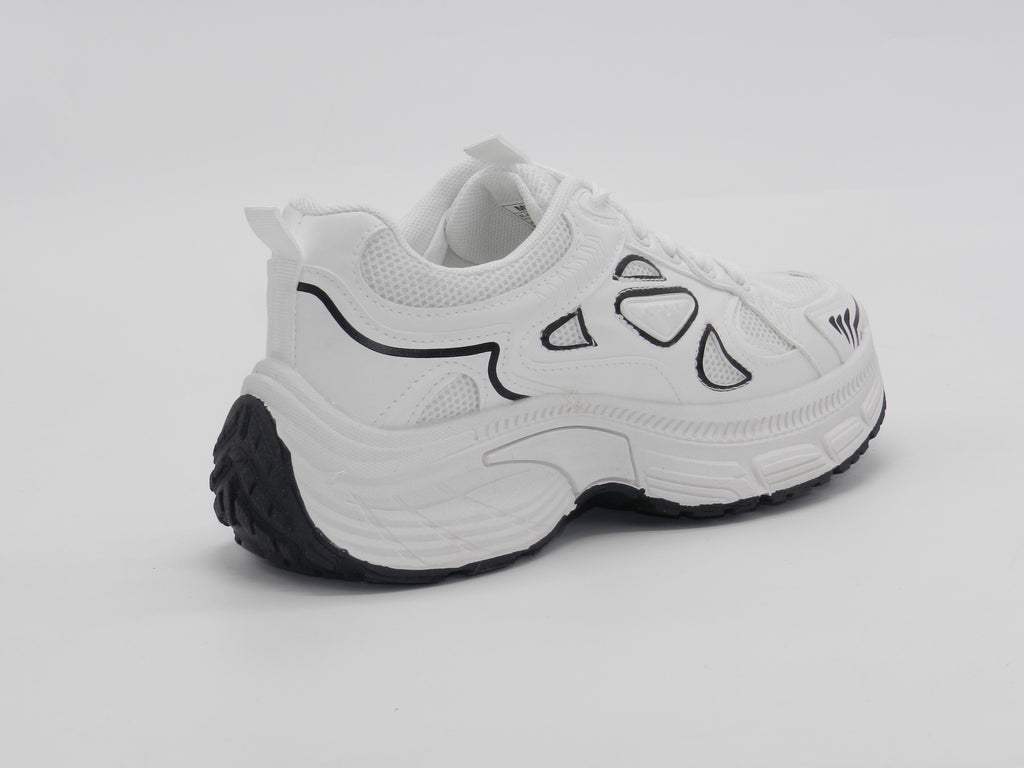 Women's Synthetic Chunky Sneaker — White/Black