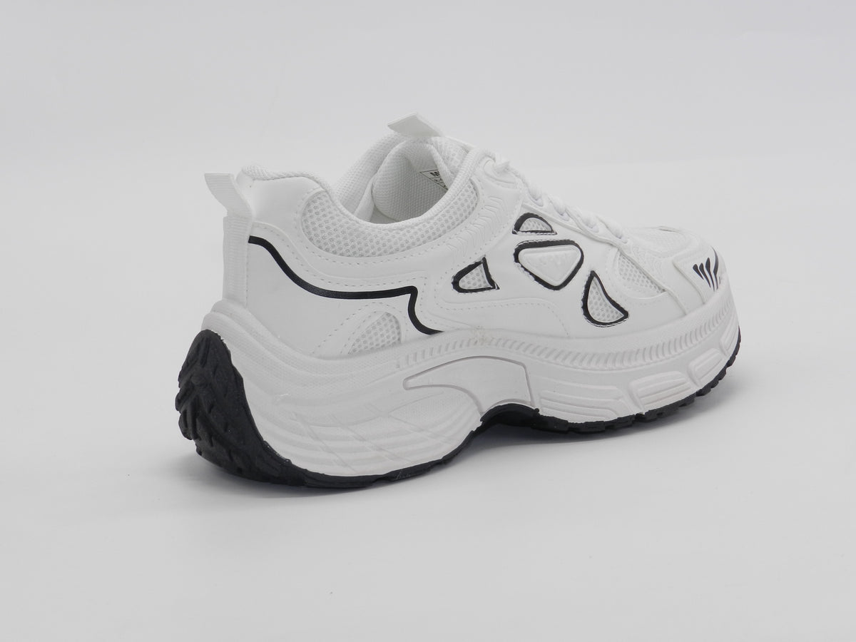 Women's Synthetic Chunky Sneaker — White/Black