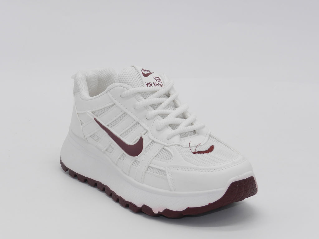 Women's Synthetic Lace-Up Sneaker — Burgundy