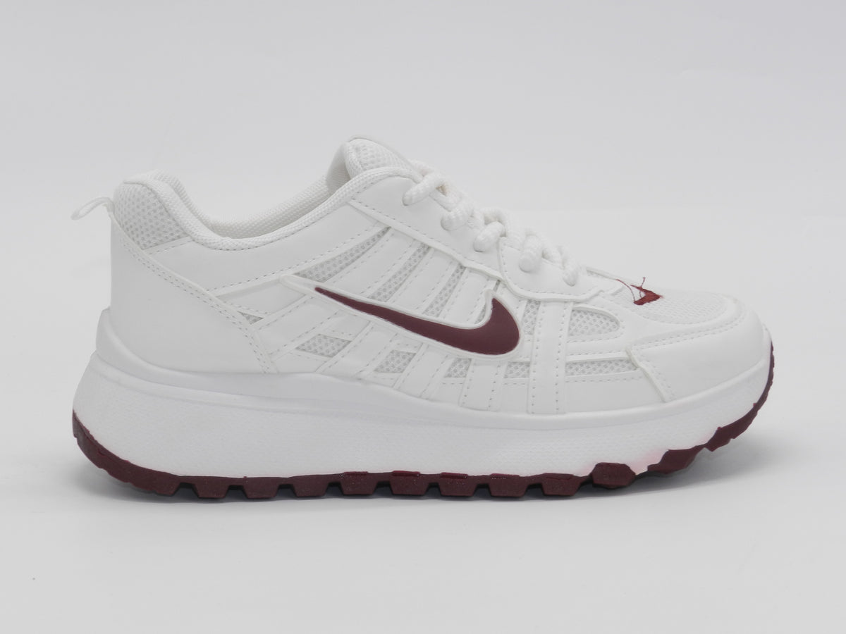 Women's Synthetic Lace-Up Sneaker — Burgundy