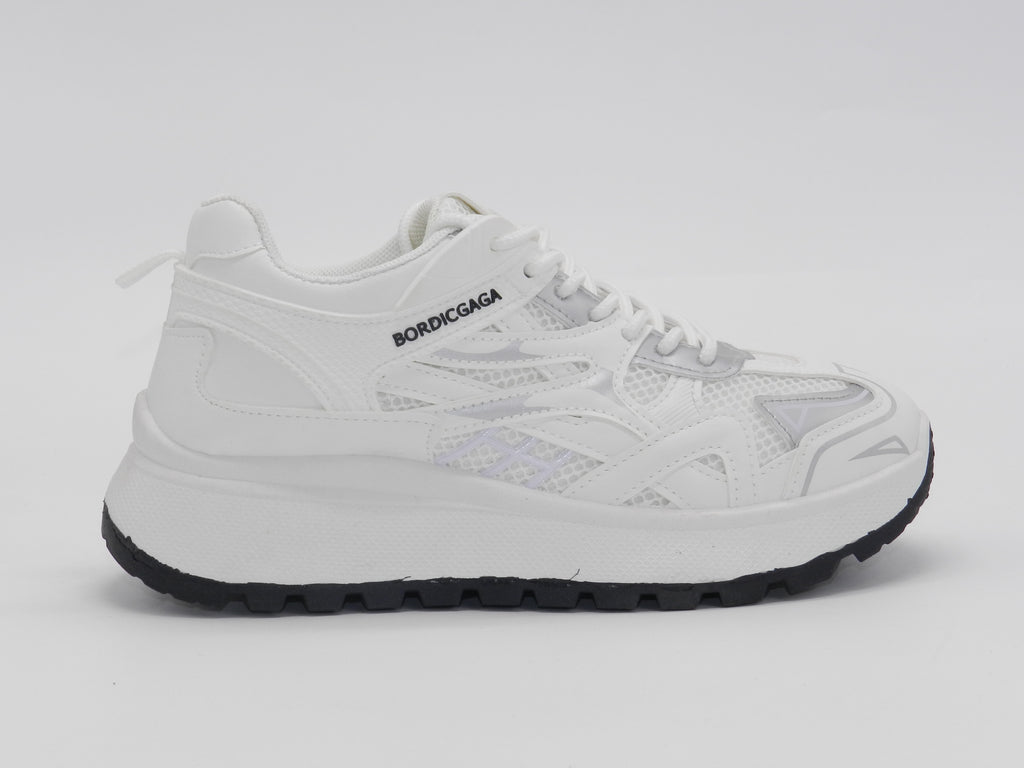 Women's Mesh Platform Sneaker — White/Black