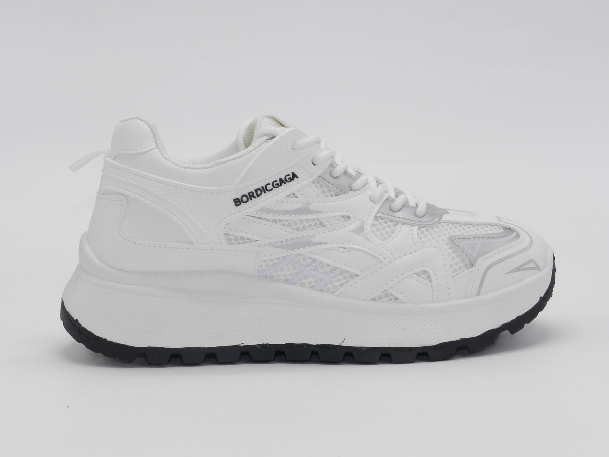 Women's Mesh Platform Sneaker — White/Black