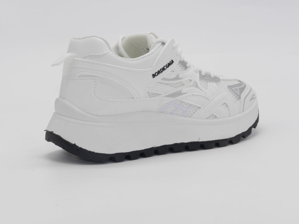 Women's Mesh Platform Sneaker — White/Black