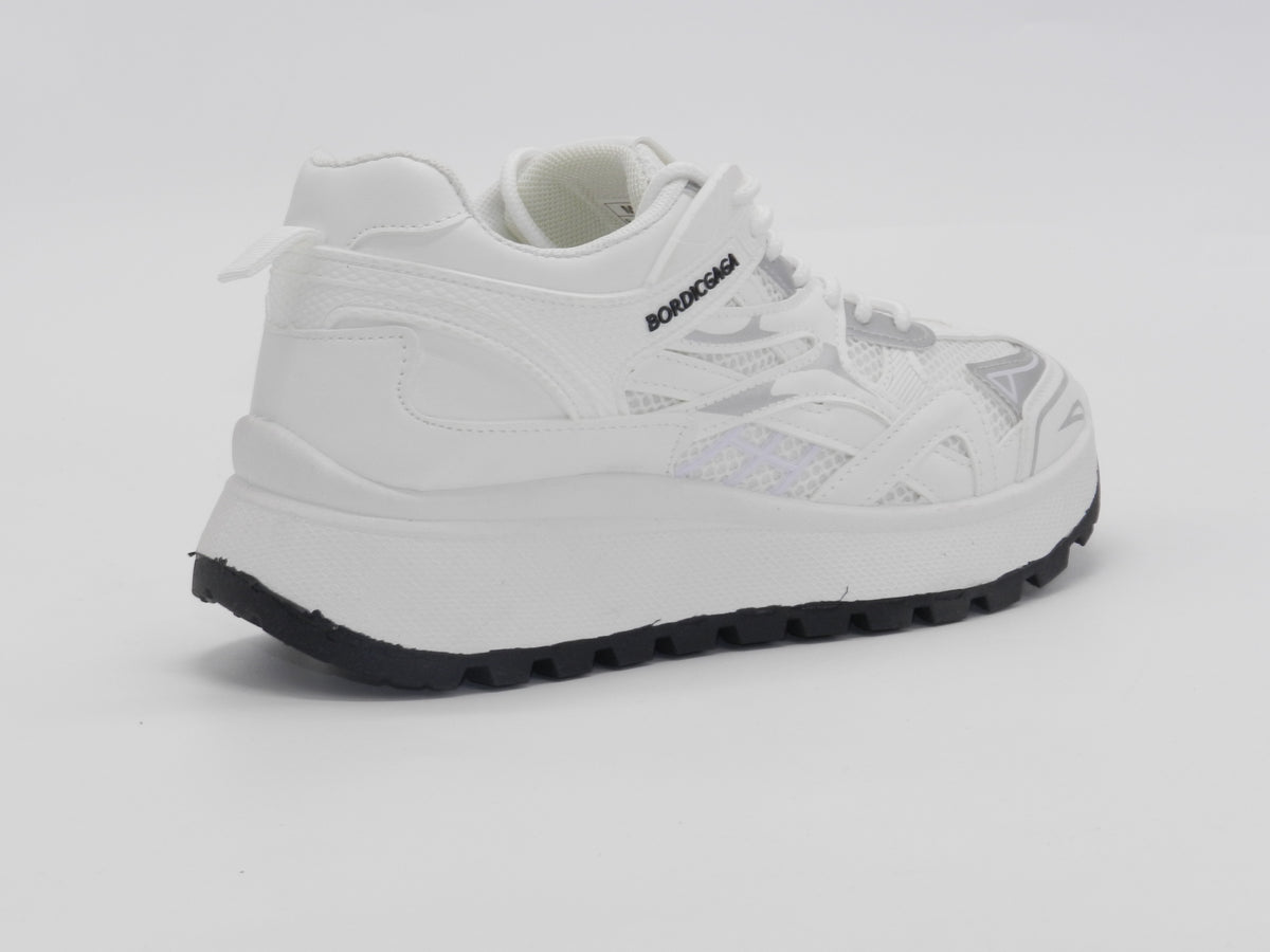 Women's Mesh Platform Sneaker — White/Black