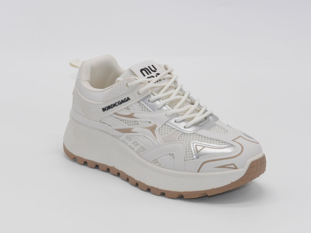 Women's Mesh Platform Sneaker — Beige