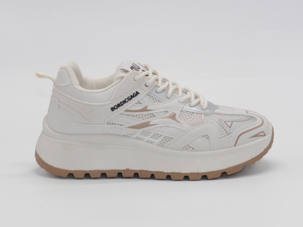 Women's Mesh Platform Sneaker — Beige