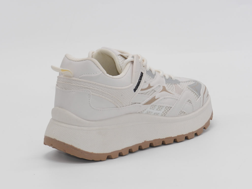 Women's Mesh Platform Sneaker — Beige