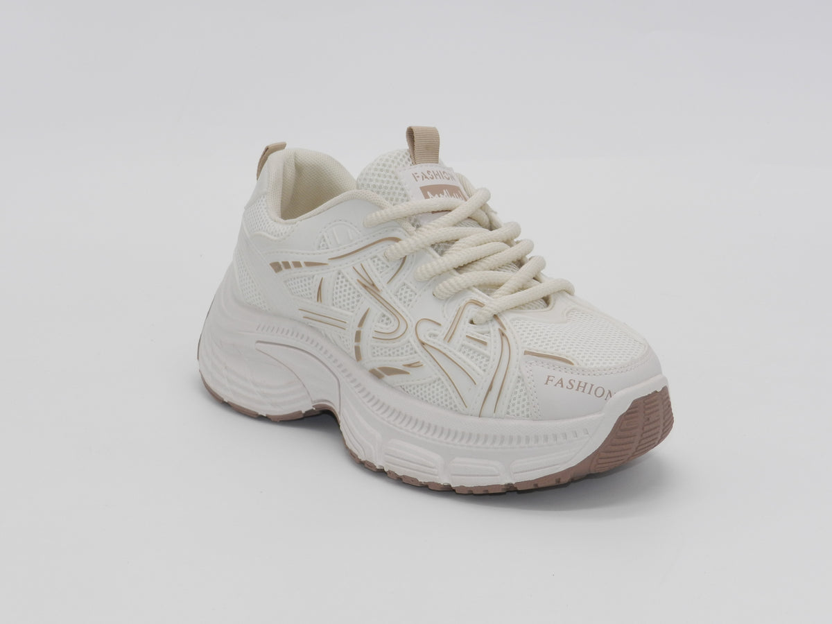 Women's Mesh Chunky Sneakers — Beige