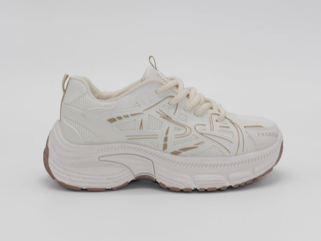 Women's Mesh Chunky Sneakers — Beige