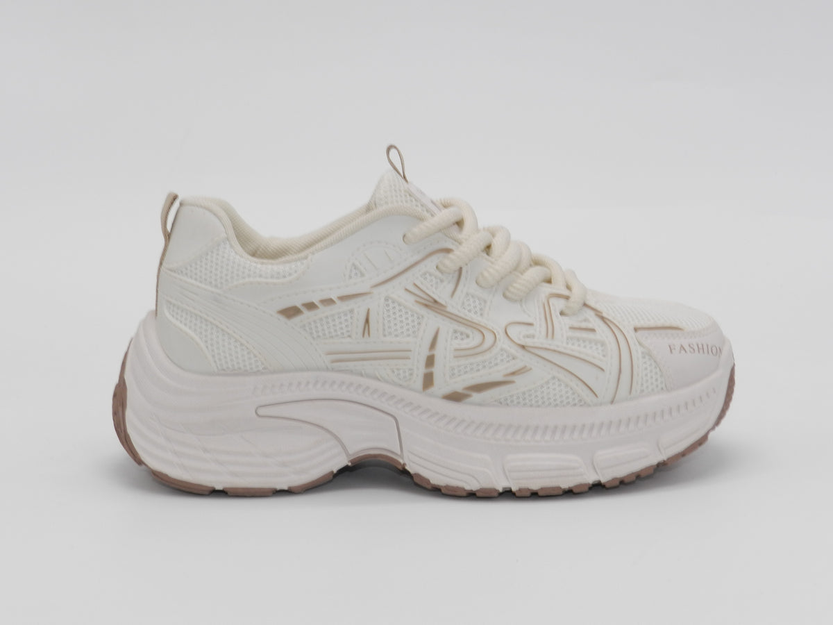 Women's Mesh Chunky Sneakers — Beige