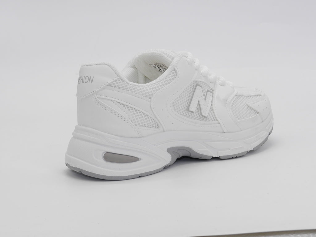 Women's Synthetic Mesh Lace-Up Sneaker — White/Grey