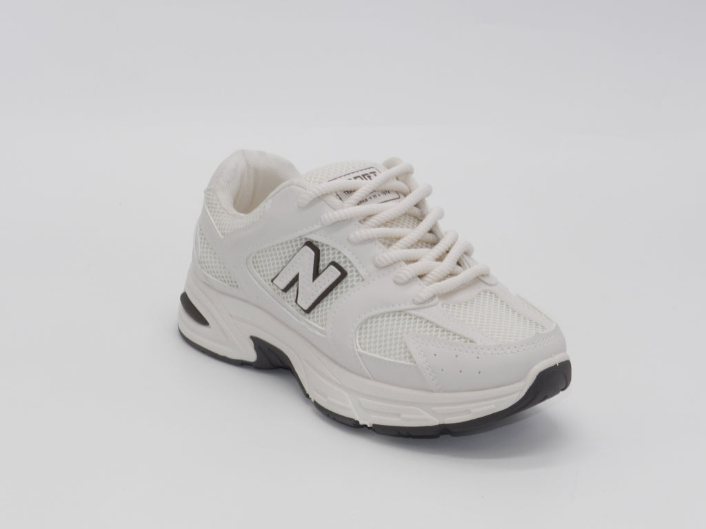 Women's Synthetic Mesh Lace-Up Sneaker — Beige