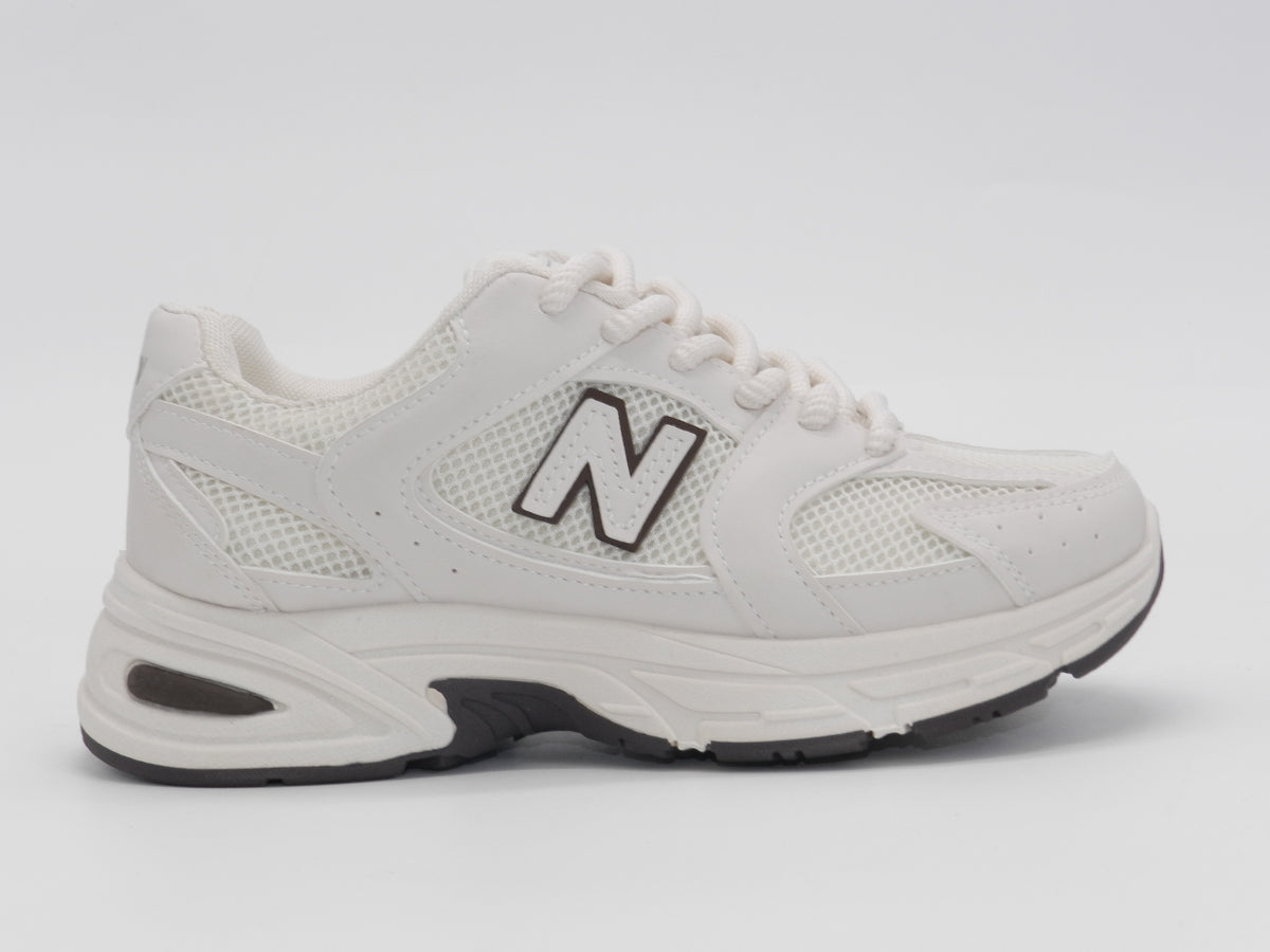 Women's Synthetic Mesh Lace-Up Sneaker — Beige