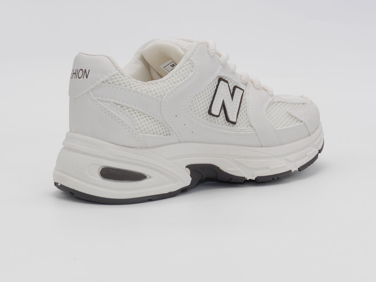 Women's Synthetic Mesh Lace-Up Sneaker — Beige
