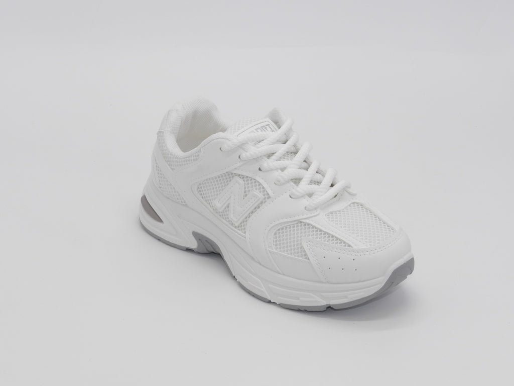 Women's Synthetic Mesh Lace-Up Sneaker — White