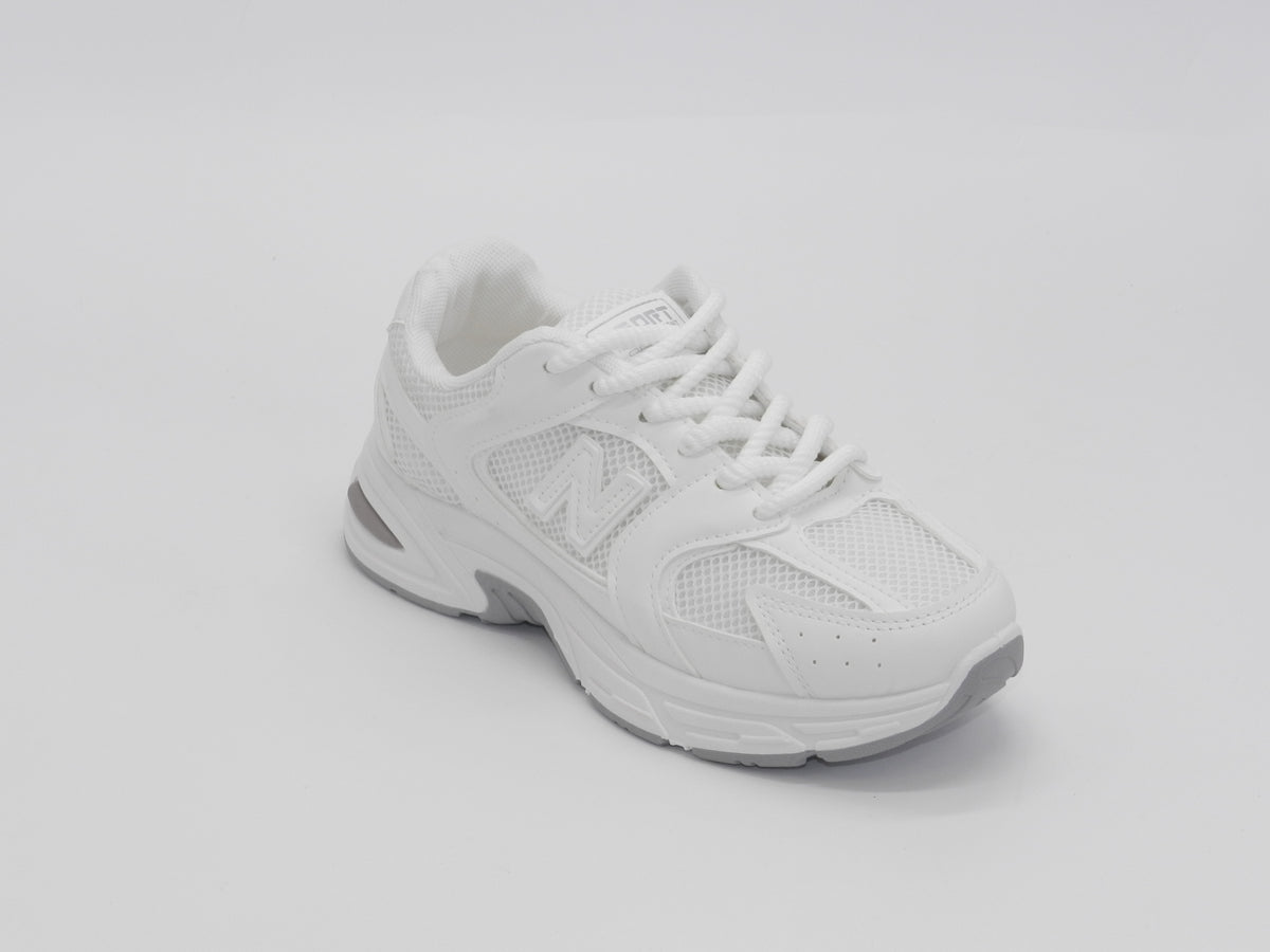 Women's Synthetic Mesh Lace-Up Sneaker — White