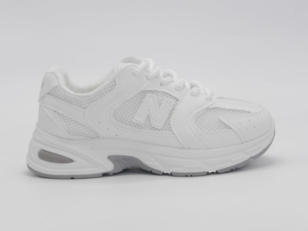Women's Synthetic Mesh Lace-Up Sneaker — White