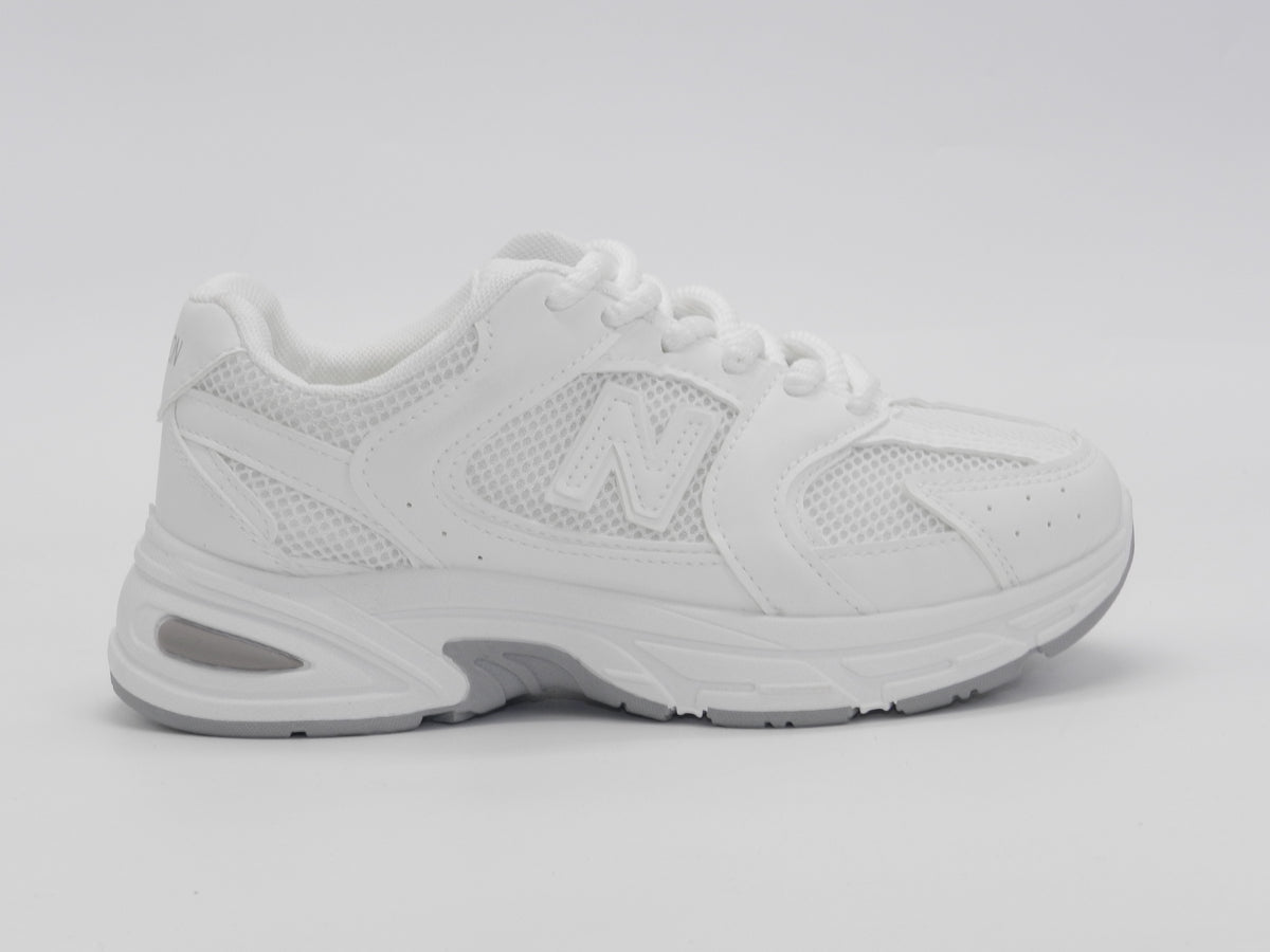 Women's Synthetic Mesh Lace-Up Sneaker — White
