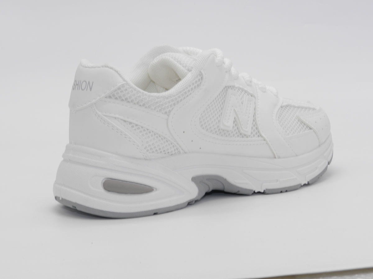 Women's Synthetic Mesh Lace-Up Sneaker — White