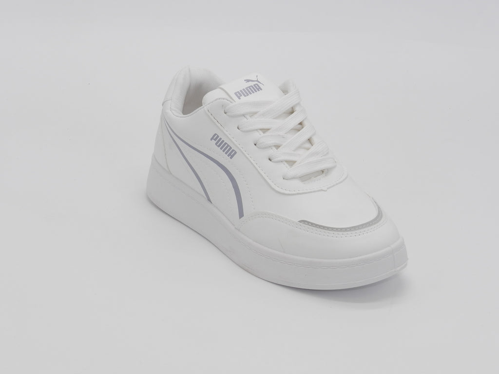 Women's Faux Leather Lace-Up Sneaker — White