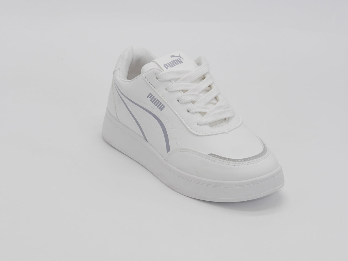 Women's Faux Leather Lace-Up Sneaker — White