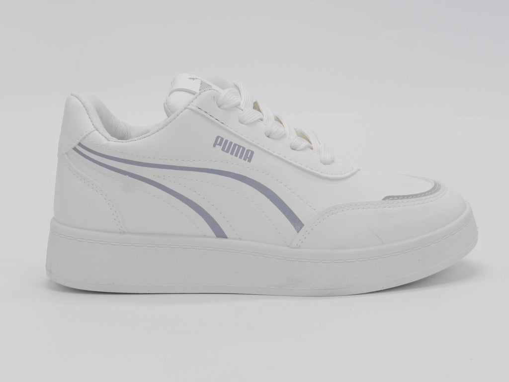 Women's Faux Leather Lace-Up Sneaker — White