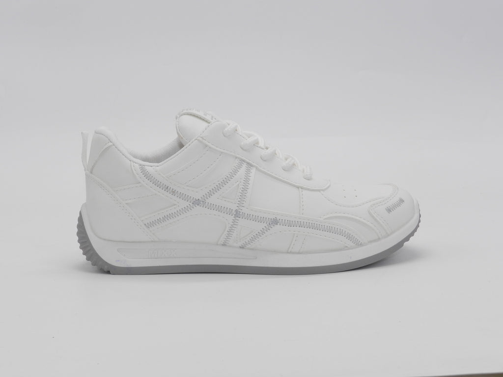 Women's Faux Leather Lace-Up Sneakers — White