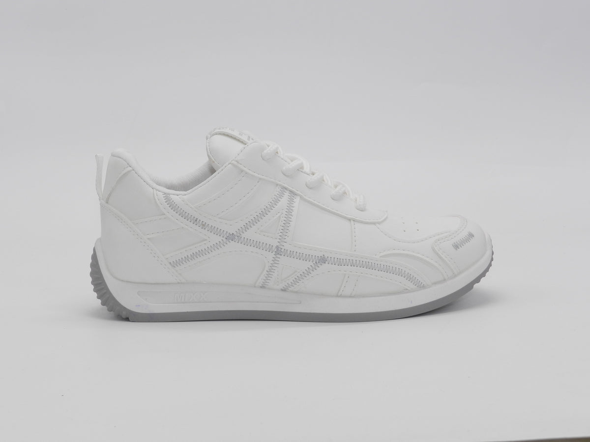 Women's Faux Leather Lace-Up Sneakers — White